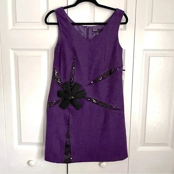 Vesade Dresses & Skirts - Vesade New York Wool Blend Womens Dress Sz 6 Purple Sequin Appliqué Officecore